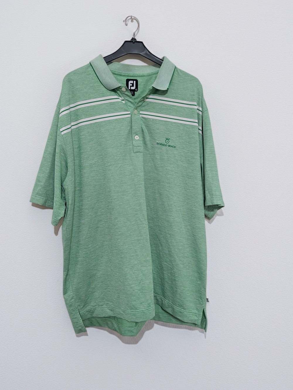 FootJoy Mens Dorado Beach 2XL Green Striped Golf Polo Shirt